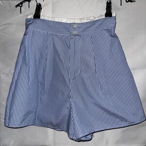 SHEIN Blue & White Pinstripe High-Waist Shorts